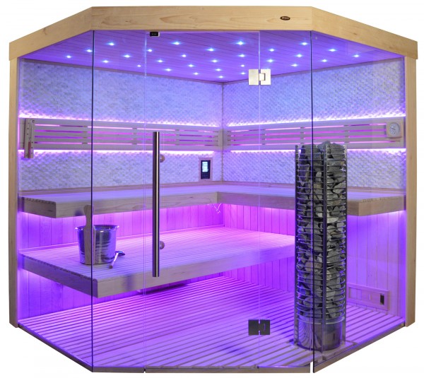 Sauna TS 4064 Steintowerofen, weißer Marmor, 200x200cm