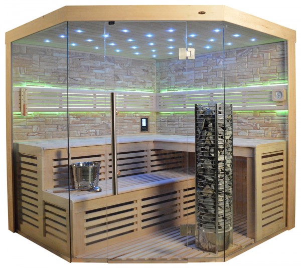 Sauna TS 4023A Steintowerofen, Farbsandgestein, 180x180cm