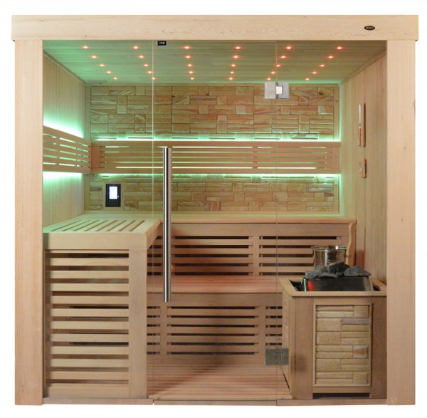 Sauna TS 4022 Bio-Kombiofen, Farbsandgestein, 220x180cm
