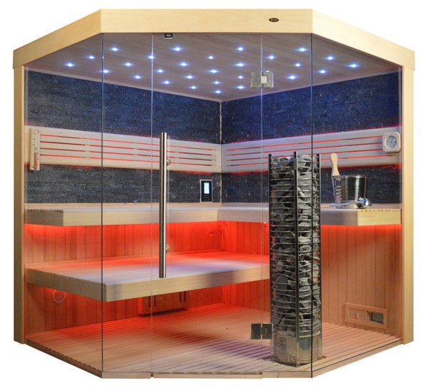 Sauna TS 4064 Steintowerofen, schwarzer Marmor, 200x200cm